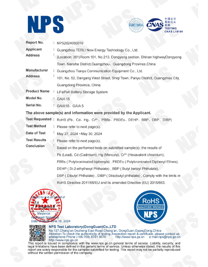 IEC RoHS Test Report CNAS LiFePo4 Battery Storage System Guangzhou TERLI New Energy Technology Co., Ltd. NPS2024050010_00.jpg