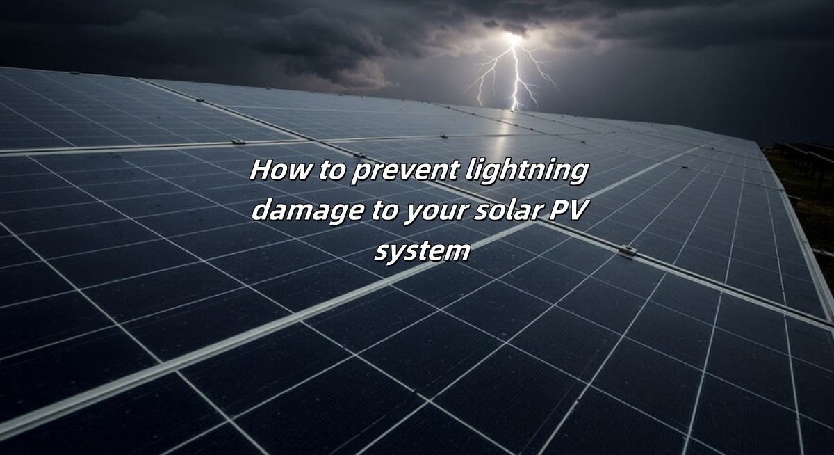 Solar Panels and Lightning Strike During Storm for Green Energy Concept