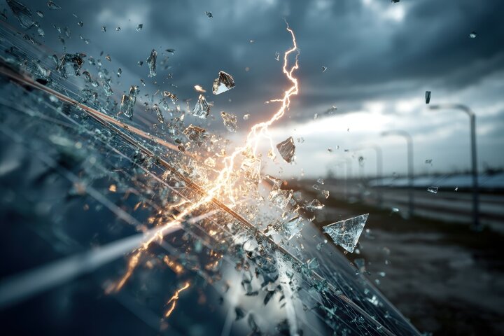 Destruction of Solar Panel by Lightning Strike