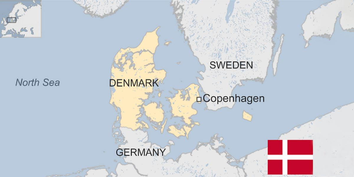 Danmark on the map