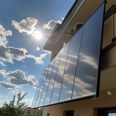 Thin Film Solar Panels on Apartment Balcony