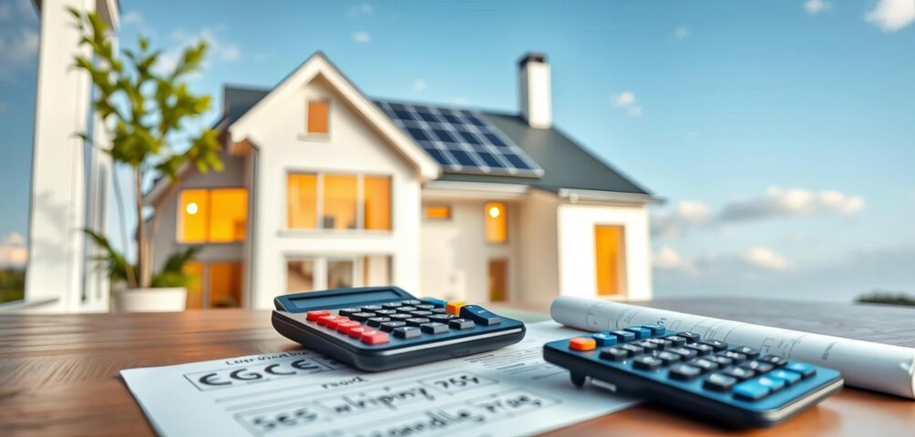 Modern house with solar panels