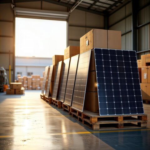 Solar Panels in Warehouse