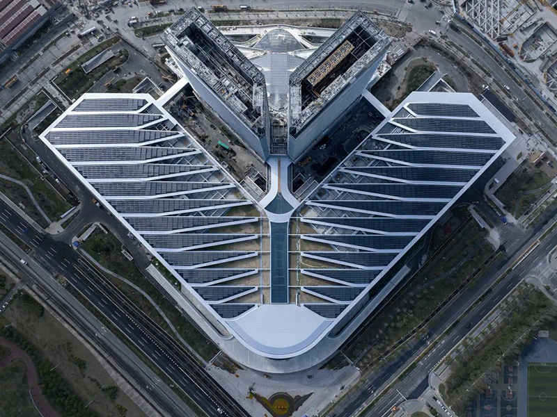 3 - Viewed from above the overall shape of the conference center resembles a pair of outspread wings